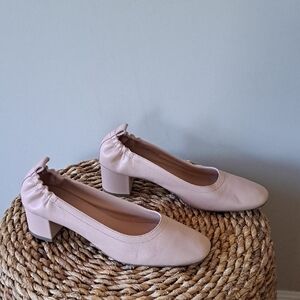 Everlane Womens The Day Heel Blush Pink‎ Neutral Leather Pumps 2" Heels 9.5